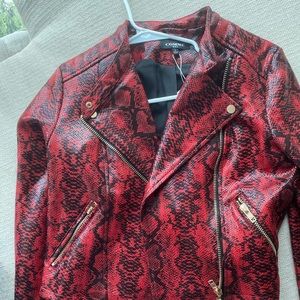 Comme USA snakeskin red leather motorcycle jacket